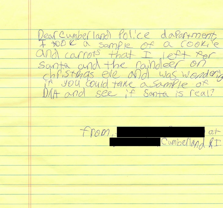 Pismo devojčice policijskoj upravi (Foto: npr.org)
