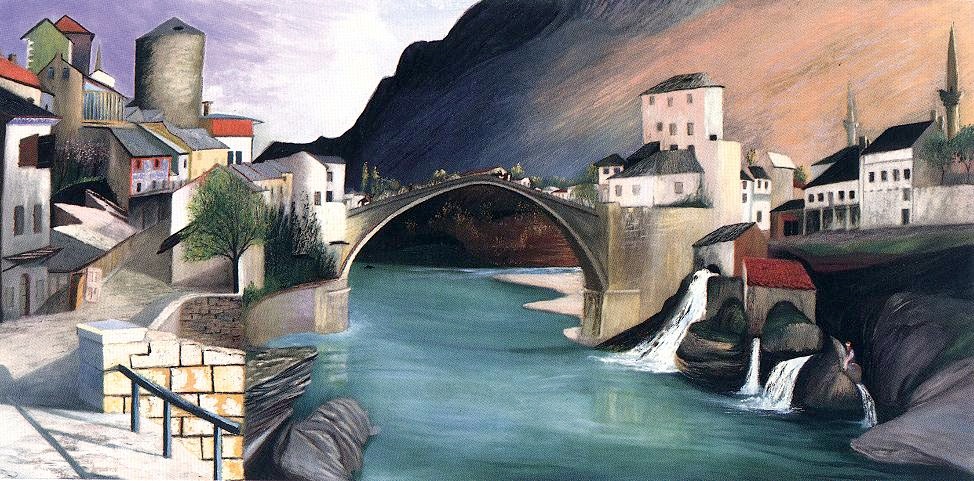 „Rimski most u Mostaru" (1903.g., ulje na platnu, 92x185 cm). Delo Tivadara Čontvari Kostke (Csontváry Kosztka Tivadar) visi u Muzeju „Janus Panonnius" u Pečuju. Reprodukcija koju objavljujemo je javno blago.